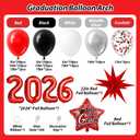 133pcs Red and Black Graduation Balloon Arch Kit with Metallic Silver Confetti Red Black and White Balloons for Graduation Decorations 2026