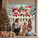 Christmas Backdrop Banner Elf Kids Winter Snow Forest Scene Backdrop Wall Hanging for Party Indoor Outdoor Decor Poster 71 X 43 Inches