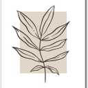 HSCFWYLN Canvas Painting Poster and Print Pictures Neutral Beige Botanical Line Leaf Prints Living Room and Bedroom Home Decoration 16x24inch Wood Frame