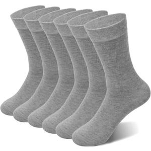 Crew Socks for Women & Man Casual Breathable LightWeight Athletic Calf Socks for running Size 5-13 (Small-Medium, 016 Gray,gray,gray,gray,gray,gray)