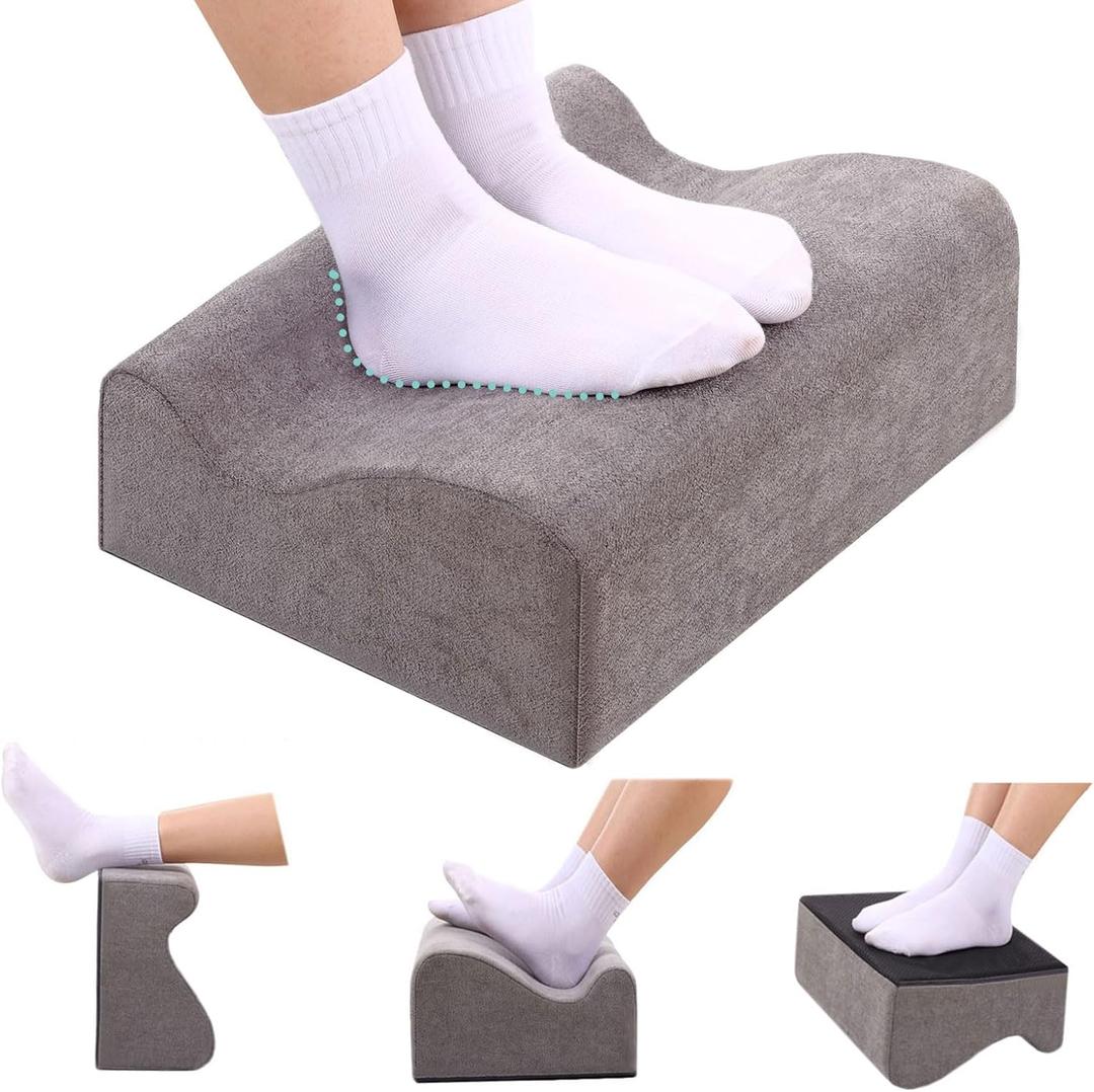 Foot Rest for Under Desk at Work, Ergonomic Under Desk Footrest with Washable Cover, Memory Foam Foot Stool for Office Chair & Gaming Chair, Back & Hip Pain Relief, Dark Gray