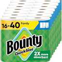 Bounty Paper Towels Quick Size, White, 16 Family Rolls = 40 Regular Rolls
