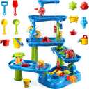 5-Tier Water Table Toys for Toddlers Kids 1-3 4-8, Sand Water Table with Rain Showers Pond, Kids Beach Summer Outdoor Toys Sand and Water Sensory Table, Gifts for Kids Boys Girls Ages 2 3 4 5 6 7 8+
