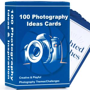 100 Photography Idea Cards - Photography Props for Photoshoot Camera Accessories, Photographer Gifts for Men Women Unique for Camera Lovers, 100 Inspiring Themes & Challenges