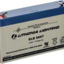 Lithonia Lighting ELB 0607 Rechargeable Emergency Replacement Battery, 250 watts, 6 Volts, 7 Amp, White