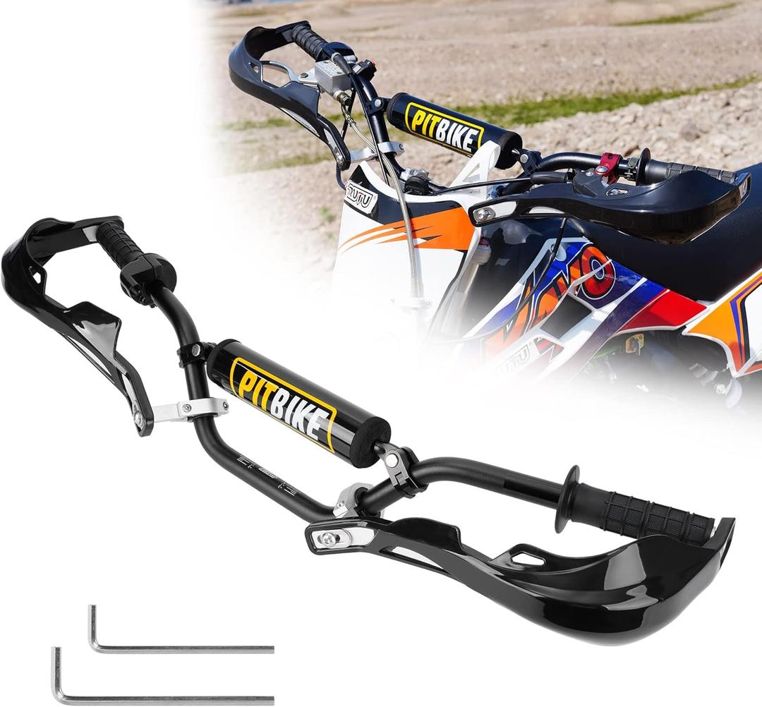 RUTU 7/8" Dirt Bike Handlebars with Aluminum Reinforced Motrocycle Handguards, Foam Chest Protection Pad, All-Round Protection for CRF YZF KXF KLX RMZ DRZ Pit Dirt Bike Motocross ATV Quad - Black