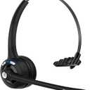 Bluetooth Headset, Single Ear Wireless Headset with Noise Canceling Microphone for Truck Driver/Call Center/Computer/Laptop