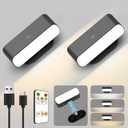 Wall Sconces Battery Operated with Timer, Rechargeable Wall Lights with Touch & Remote Control, Dimmable Stick On Wall Lights, Battery Powered Wall Lamp for Bedroom, Hallway