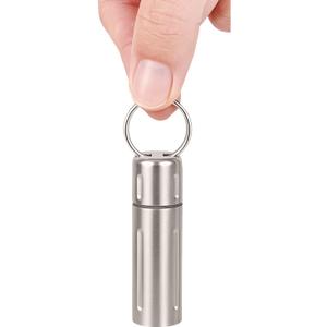 Titanium Large Size Keychain Pill Holder Pill Container with Carabiner Pill Case, Portable Pill Case for Purse, Backpack, Keyring Watertight Travel Pill Container for Medicine (Silver)