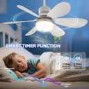 OOWOLF Ceiling Fan with Light and Remote, Low Profile Flush Mount Bladeless Ceiling Fan, 3 Color 3000-5000K, Dimmable LED Light, 3 Wind Speeds, Timer & Memory Function, Quiet Small Ceiling Fan 20.5"