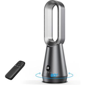 22" Small 32dB Silent Bladeless Tower Fan with Remote, Magnetic Washable Filter, LED Display, 8 Speed Settings, 80 Oscillation, 1-9H Timer, 30W Energy Saving for Indoor Use Bedroom and Office, Large
