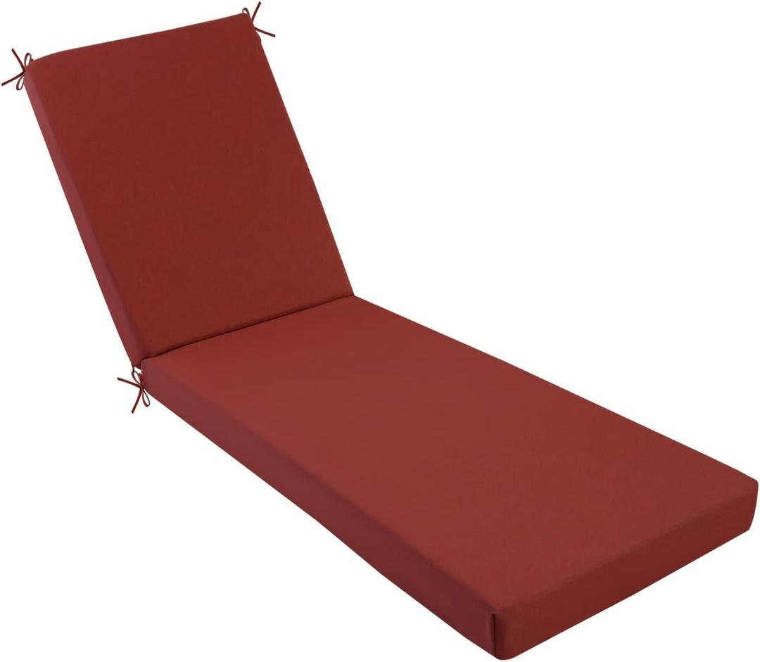 idee-home Chaise Lounge Cushions Outdoor, Lounge Chair Cushions for Patio Furniture 80" L x 26" W x 3" T Weather and Stain Resistant for Lawn Pool (Spice)