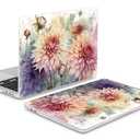Mektron Designed Case for MacBook Pro 16 Inch A2141 Cover 2019 Release 16" with Liquid Retina Display/Touch ID, Plastic Hard Shell with Keyboard Skin & Screen Protector, Watercolor Dahlias