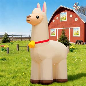DomKom 6FT Alpaca Llama Inflatables Christmas Spring, Farm Ranch Blow up Animals Cute, Decorations Outdoor Yard Built-in LED Lights Big Large Decor Party Farm Lawn Holiday Outside