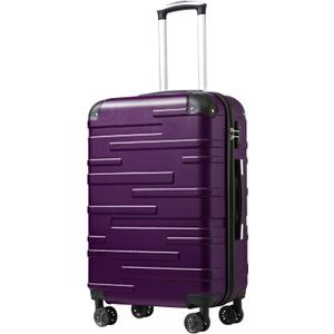 Coolife Luggage Suitcase Carry-on Hardside Travel Luggage TSA Lock Spinner Telescopic Handle (M(24in), purple)