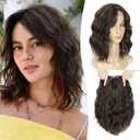 Lommel Hair Toppers for Women 12 Inch Short Wavy Hair Topper with Thinning Hairs Natural-Looking Wiglett Lightweight & Add Volume Hairpiece for White Roots Cover (Dark Brown with Highlights)