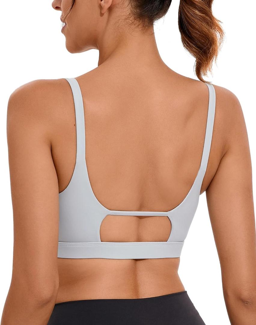 RUNNING GIRL Sports Bras for Women,Square Neck Sports Bra Medium Support Yoga Bra Workout Crop Top with Removable Cups (Gray, XXL)