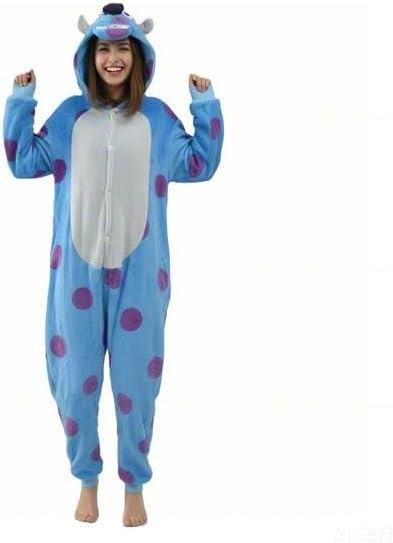 Adult Onesie Animal Pajamays Sleepwear Christmas Costumes Unisex One Piece Cosplay Suit for Women and Men (Medium, Blue Monster)