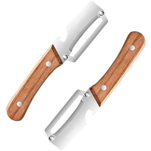 2-in-1 Multifunctional Vegetable Peeler with Wooden Handle & Stainless Steel Blade, Multifunctional Vegetable Peeler, Built-in Bottle Opener, Fruit & Vegetable Kitchen Peeling Tool (2Pcs)