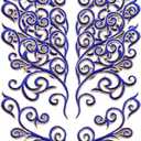 5 Pairs Embroidered Fancy Baroque Applique Swirl Iron on Patches Scroll Badge with Gold Trimming for Wedding Gown Dress Shoe Shirt Borders (Royal Blue)
