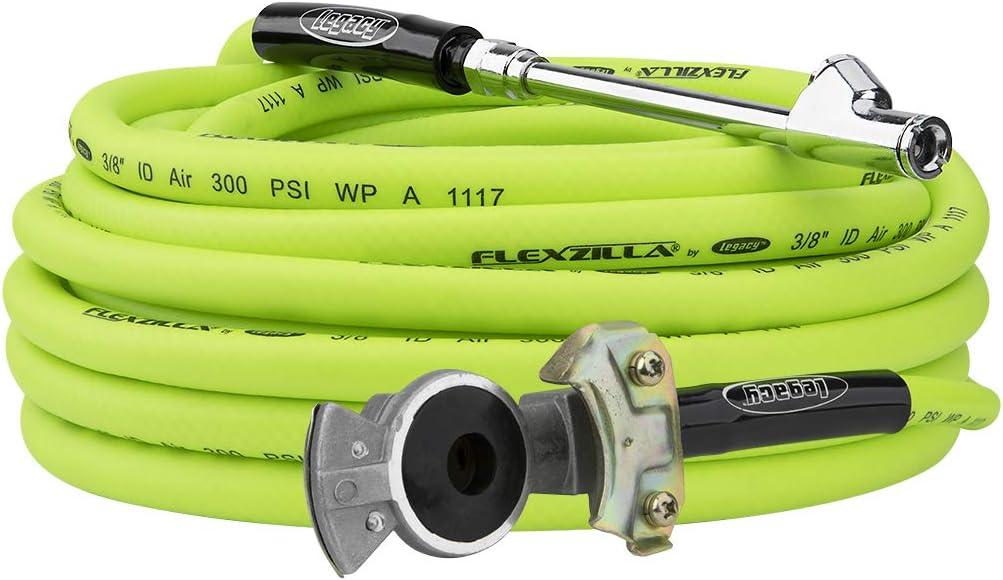 Flexzilla Truck Tire Inflator Kit with 3/8 in. x 50 ft. Hose, Heavy Duty, Lightweight, Hybrid, ZillaGreen - HGH2-FZ