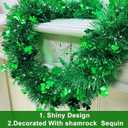 TURNMEON 33 Ft by 4.3" St. Patrick's Day Tinsel Garland Decoration with Shamrocks Green Clover Metallic Streamers St.Patrick's Day Decorations Outdoor Indoor Home Wall Door Window Irish Party Supplies