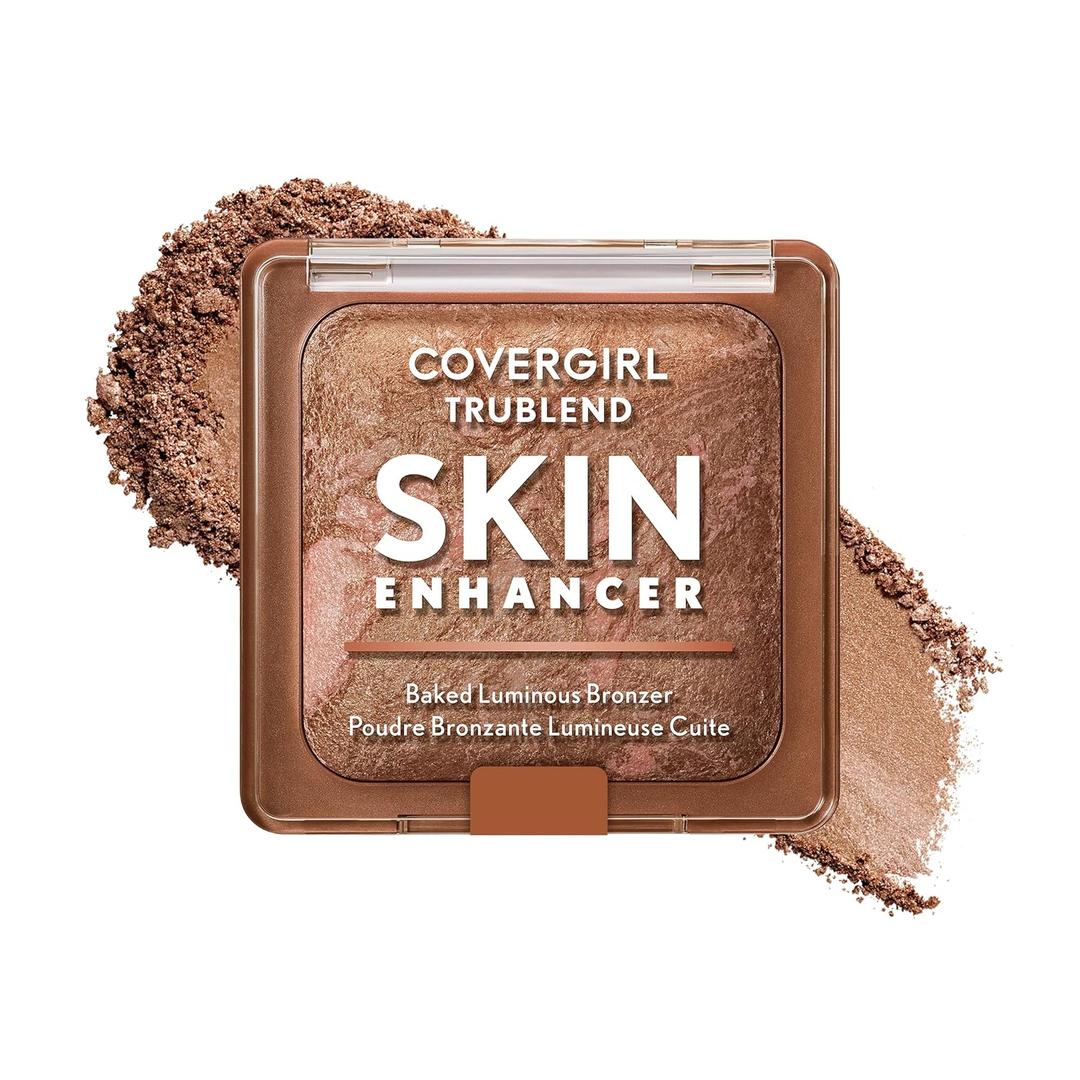 COVERGIRL TruBlend Skin Enhancer Baked Luminous Bronzer, with Hyaluronic Acid & White Rose Extract, Blends Seamlessly - 310 Toasted Butterscotch (Light Medium Bronze with Rose Gold Swirls) (0.28 Ounce (Pack of 1))
