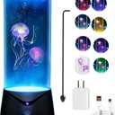 Jellyfish Lamp with 9 Color Changing 2 Mode Portable Jelly Fish Night Light Tank LED Mood Lamp Home Decor for Room Office Night Light Liquid Motion Lamps Ideal Gift for Kids Women Men (Black)
