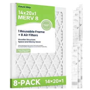Air Filters 16x20x1” 8-pack With Reusable Frame Merv 8 Mpr 700 Filters