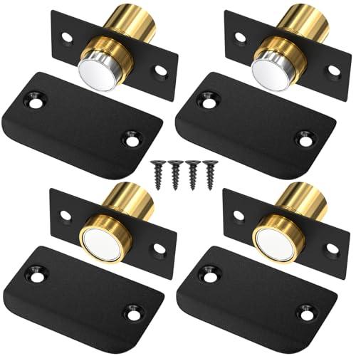 Magnetic Door Catch Internal Door Jiayi 4 Pack Ball Door Catch Adjustable Ball Door Magnet Latch, Black Roller Catch Top Door Hardware for Hidden Pantry Door Cupboard Closet Door Closing
