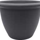 The HC Companies Sevilla Flower Planters - Durable Outdoor & Indoor Planter - Round Lightweight Self Watering Plant Pots for Herbs & More (9" Warm Gray, Pack of 1)