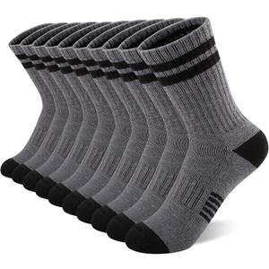 Comfoex 10 Pairs Boys Crew Long Athletic Socks for 4-6 6-8 8-10 Years Old Kids Calf Sports Half Cushioned