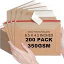 party greeting 200 Pcs 6.5 x 4.5 Rigid Mailers with Self Seal Envelopes Stay Flat Photo Mailers Sports Cards Rigid Envelopes for Postcard CD Comic Book Card Shipping Protector(Kraft) (brown)