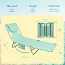 Beach Lounge Chair, Outdoor Chaise Lounger with Face Hole, 5-Position Reclining Beach Chair Face Down Tanning Chair with Carry Strap,Side Pocket, Portable Camping Cot for Patio,Poolside, 27 x 21.7 x 3.5 inches