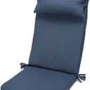 Klear Vu Rumba Adirondack Outdoor Chair Cushion with Ties for Patio Furniture, Water-Repellant and UV Resistant, Premium Fabric, Back Pillow and Headrest, 20"x20", 3 Piece Set, Indigo