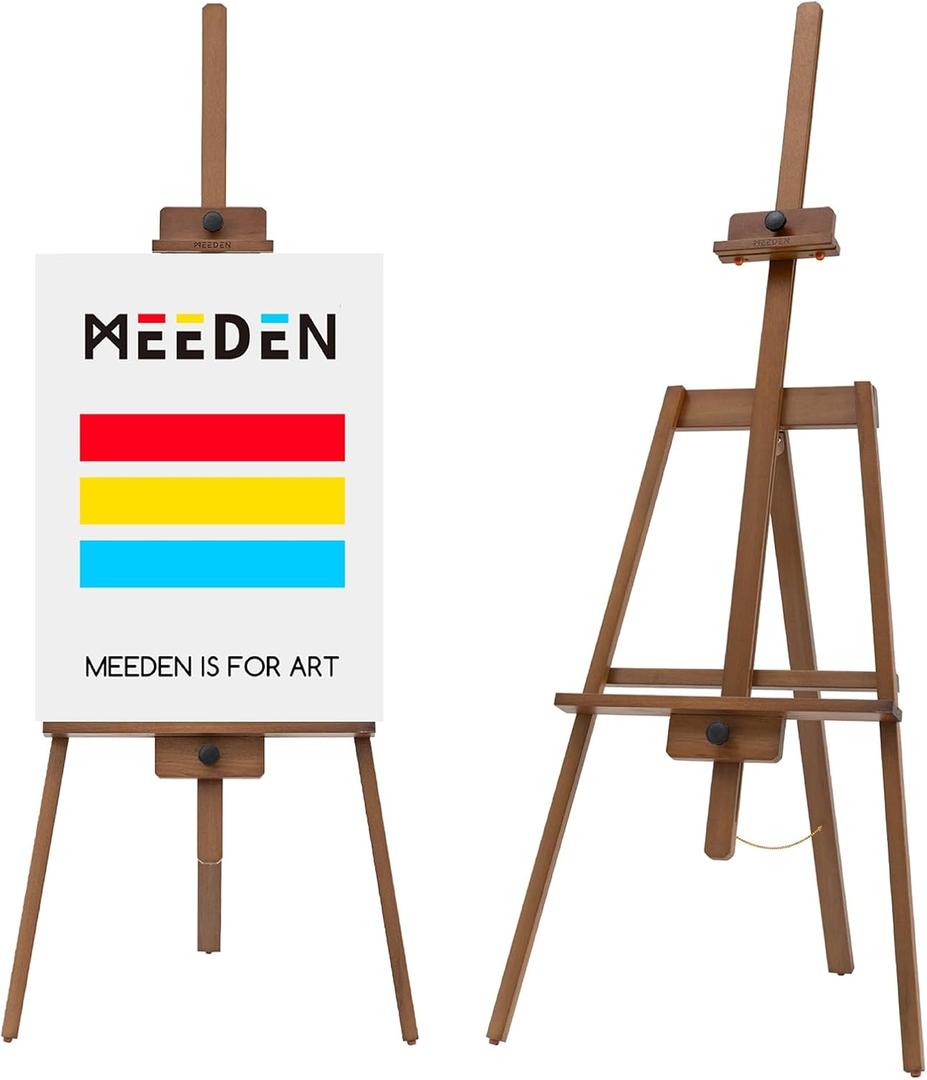 MEEDEN Art Easel Stand for Painting: Solid Beech Wooden Easel Holds Canvas up to 43" for Adult Studio - Adjustable Artist Painting Easel for Wedding Sign Poster Display - Walnut