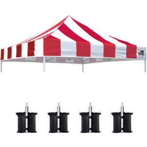 Eurmax USA New 10x10 Pop Up Canopy Replacement Canopy Tent Top Cover, Instant Canopy Top Cover ONLY, Choose 30 Colors,Bonus 4PC Pack Weight Bag (Stripe Red)