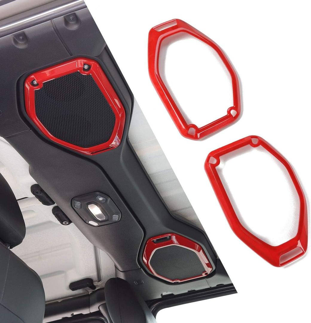 JeCar Red Top Speaker Frame Trim Cover for 2018-2023 Jeep Wrangler JL JLU Gladiator JT Interior Accessories