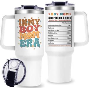 Boy Mom Tumbler with Handle, Boy Moms Gifts for New Moms - 40 oz In My Boys Mom Cups Tumbler with Lid and Straw - Mother Gifts for Mothers Day Birthday Christmas Gift for Boys Mother