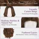BARSDAR Short Wavy Brown Ombre Layered Wig - Shoulder Length Wavy Brown Wigs for Women - Short Loose Wave Textured Layered Wig with Face-Framing Curtain Bangs Soft Synthetic Natural Looking Daily
