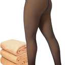 Fleece Lined Tights for Women, Winter Fake Translucent Warm Pantyhose (XX-Large, Black)