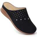 SHIBEVER Clogs for Women Mules Slip-On: Closed Toe Clog - Size 9 Summer Dressy Comfortable Womens Clog Mule - Black Wedge Platform Mules Clogs