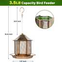 Bird Feeder, Heavy Duty Metal Bird Feeders for Outdoors Hanging, Weather Resistant Wild Bird Feeders for Outside Garden Yard, 3.5LB Seed Capacity, Hexagon Gazebo Style