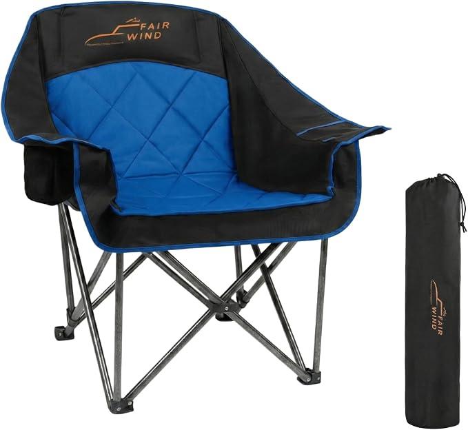 FAIR WIND XL Oversized Fully Padded Camping Chair Heavy Duty for Adults
Extra-Wide Seat, 4-Layer Filling Fabric,Convenient Storage,Large Bag,Up to 500 LBS,Portable for Outdoor,Campfire,Road Trip