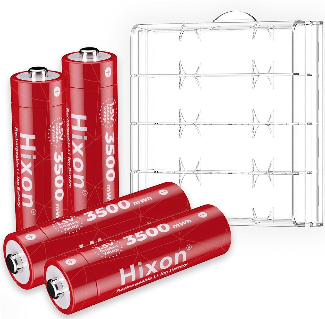3 x Hixon 1.5V Rechargeable Lithium AA Batteries,4Pack 3500mWh High Capacity Double AA Li-ion Battery,1600 Cycles,for Xbox/VR,Blink,Smart Lock (Battery Only)