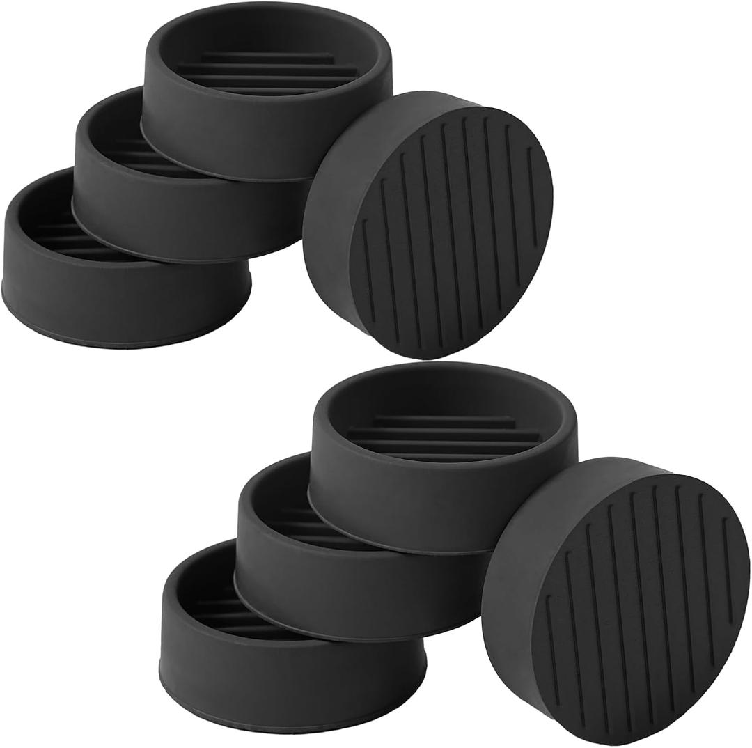 1.5x1.5 Round Rubber Furniture Caster Cups, Anti-Sliding Furniture Pads Bed Stopper Floor Protectors with Grip - Protect Any Flooring (8 Pcs Black)