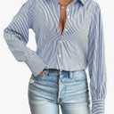 Zeagoo Womens Shirts Button Down Printed Lantern Long Sleeve Blouse Fashion Casual Tops 2025, XL