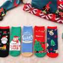 5 Pairs Christmas Socks Children Xmas Socks Crew Cotton Socks for 1-3/3-5/6-8/9-12 Children Toddlers Boys Girls