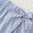 MakeMeChic Girl's Summer Shorts Elastic Waist Striped Bow Wrap Asymmetrical Cute Casual Shorts