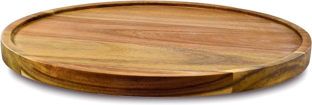 14" Acacia Wood Lazy Susan Organizer Kitchen Turntable for Cabinet Pantry Table Organization (Acacia One Pack)